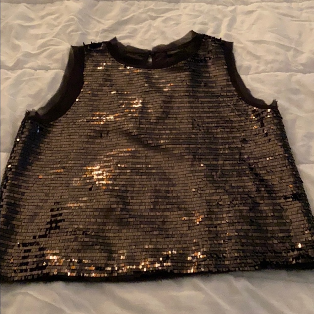 Black cropped sequin top